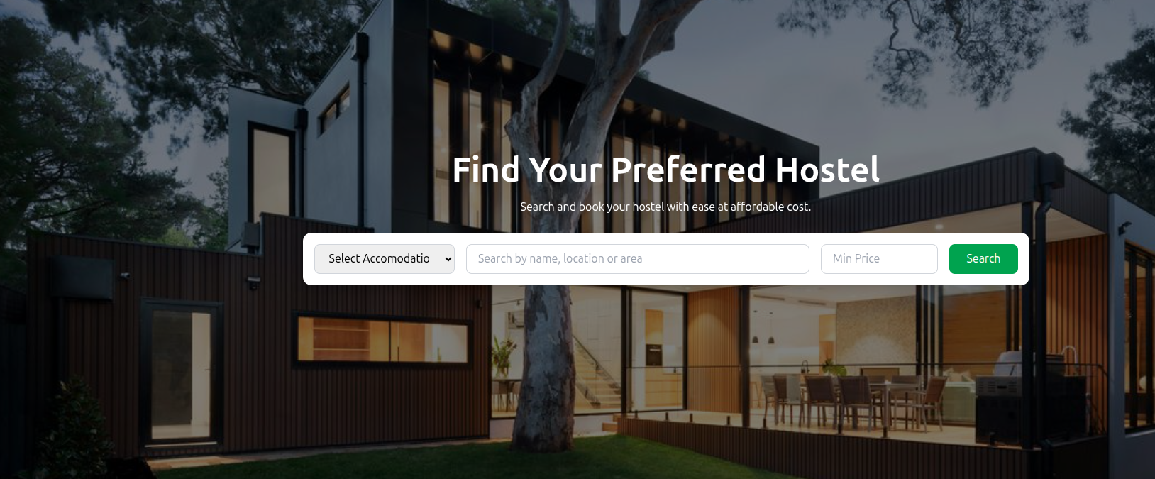 Hostel Finder platform helping students locate and view hostels on campus with pricing and real-time locations